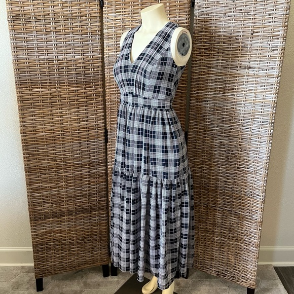Club Monaco Crossback Midi Dress in Rose Plaid Size 2 NWT - Picture 5 of 13